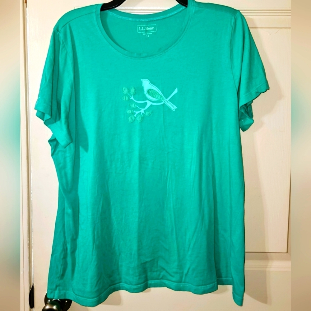 #308 LLBean Green T-Shirt w a bird on the front- Size: XL